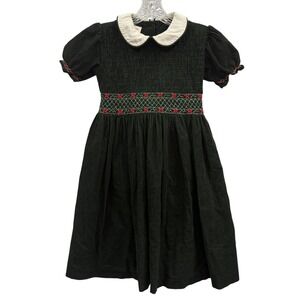 Laura‎ Ashley Vintage Girls Smocked Corduroy Dress Girls Party Holiday Dress 7